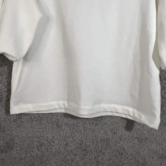 Madewell Womens Puff Sleeve Sweatshirt Ivory Medium Cropped Pullover Cotton Top - Picture 4 of 10